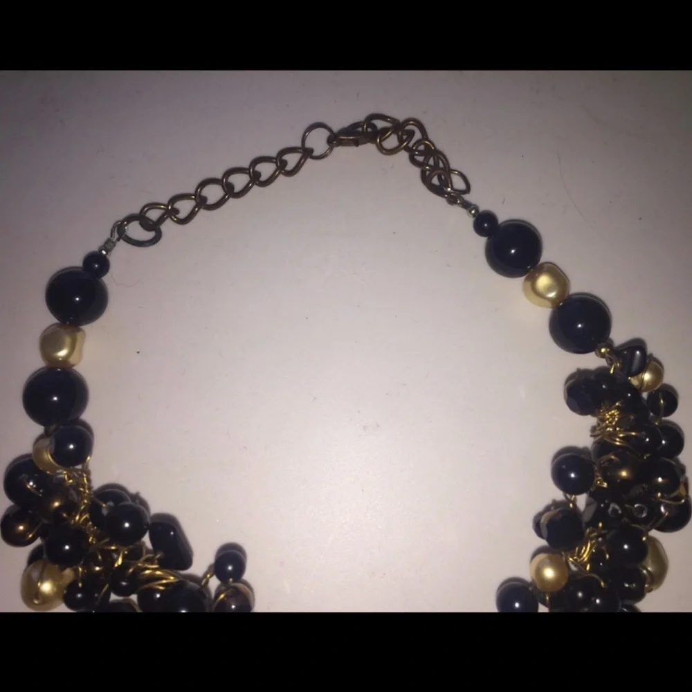 Black and Gold Cluster Statement Necklace